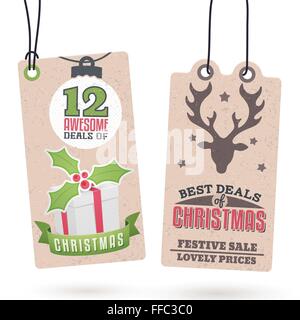 Collection of Vintage Christmas Sales Related Hang Tags Stock Vector