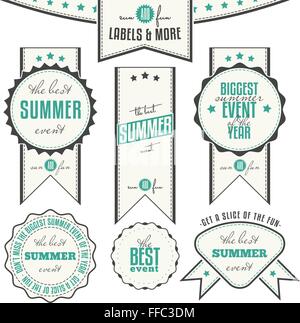 Collection of Summer Events Related Vintage Labels Stock Vector