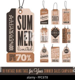 Collection of 10 Vintage Summer Sales Related Hang Tags Stock Vector
