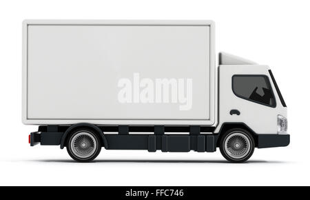 White delivery truck or transportation van isolated on white background Stock Photo