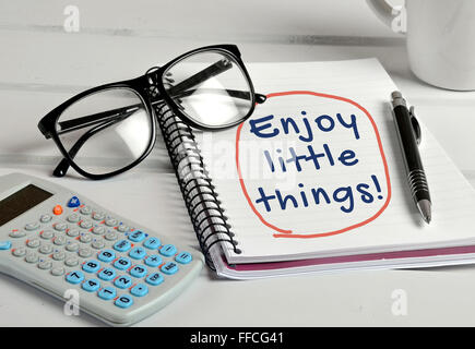 Enjoy the little things word on notebook page Stock Photo