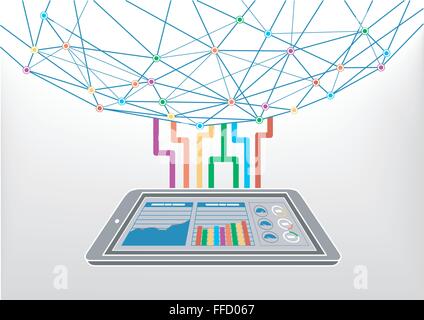 Cloud computing connected to the world wide web / internet Stock Vector