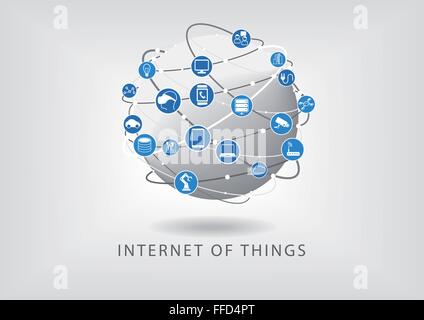 Internet of things connected world wide web illustration Stock Vector