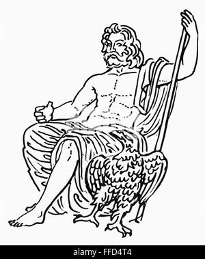 ZEUS/JUPITER. /nGreek and Roman supreme ruler of the gods. Line drawing