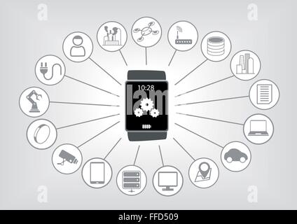 Smart watch vector illustration in flat design Stock Vector