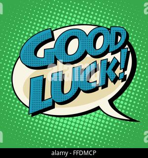 good luck retro comic bubble book style text Stock Vector