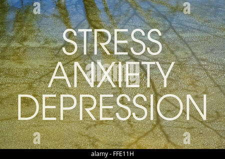 Text on the subject of stress and depression as modern mental disorders Stock Photo