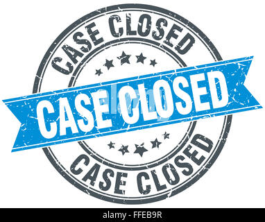 case closed blue round grunge vintage ribbon stamp Stock Photo