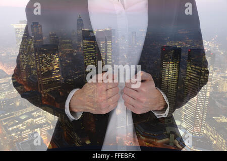 Business man woman businesswoman businessman career success manager city double exposure successful Stock Photo