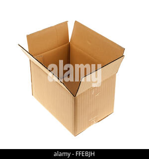 Open empty cardboard box isolated on white background Stock Photo