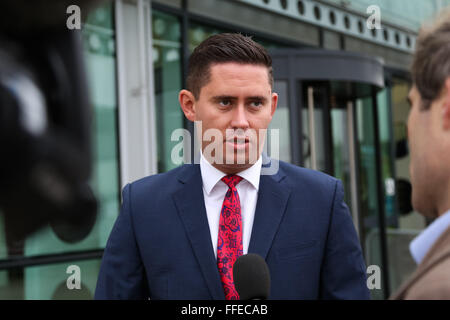 Tom Blenkinsop, former Labour MP for Middlesbrough and South East Cleveland, talks to the media outside the Advanced Manufacturing Park Stock Photo