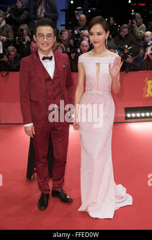 Berlin, Germany. 11th Feb, 2016. Richard Shen and Tang Yan attending the 'Hail Caesar!' premiere at the 66th Berlin International Film Festival/Berlinale 2016 at Berlinale Palast on February 11, 2016 in Berlin, Germany. © dpa/Alamy Live News Stock Photo