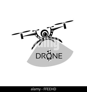 Drone Flying Air Quadrocopter Isolated Logo Icon Stock Vector