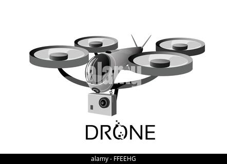 Drone Flying Air Quadrocopter Isolated Logo Icon Stock Vector