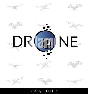 Drone Flying Air Quadrocopter Logo Icon Stock Vector