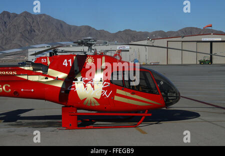 helicopters lined up at Boulder City Municipal Airport near Las Vegas, Nevada, USA Stock Photo