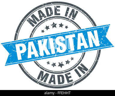 made in Pakistan blue round vintage stamp Stock Photo