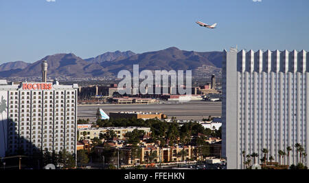 an aircraft taking off at McCarran International Airport, Las Vegas, Nevada, USA Stock Photo