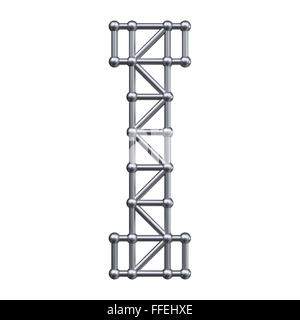 Metal structure alphabet letter I. 3D render. Stock Photo