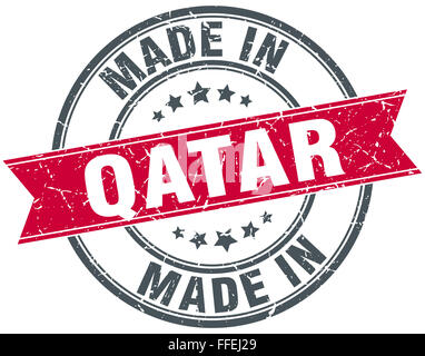 made in Qatar red round vintage stamp Stock Photo