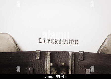 word literature written on old typewriter Stock Photo