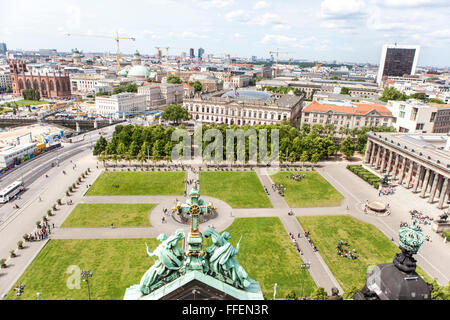 Lustgarten -- public park with lawns and fountain next to Berlin Cathedral Stock Photo