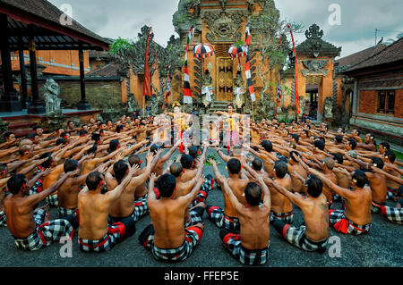 Performance of the Balinese Kecak dance, Ubud, Bali, Indonesia Stock Photo