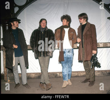 BYRDS US rock group in February 1967. From left: Dave Crosby, Mike Clarke, Chris Hillman, Roger McGuinn Stock Photo