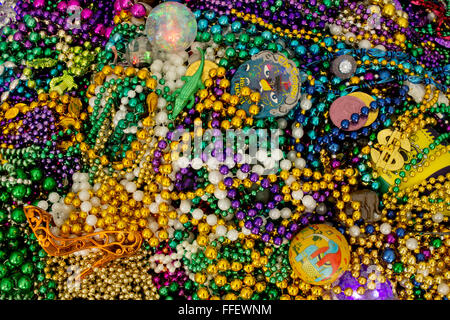 Huge pile of Mardi Gras beads. Stock Photo