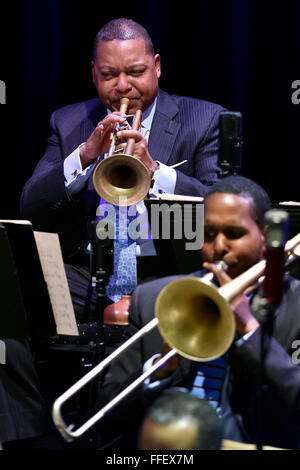 Brno, Czech Republic. 12th Feb, 2016. US jazz trumpeter Wynton Marsalis performs with the Jazz at Lincoln Center Orchestra during the JazzFest in Brno, Czech Republic, February 12, 2016. © Vaclav Salek/CTK Photo/Alamy Live News Stock Photo