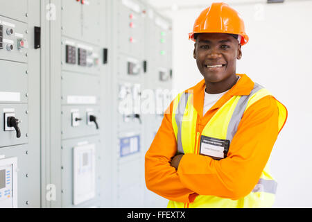 handsome senior African American technician in control room Stock Photo