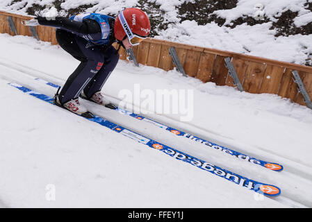 Juliane Seyfarth of Germany competes during Ljubno FIS Ski Jumping World Cup in Ljubno, Slovenia. (Photo by Rok Rakun / Pacific Press) Stock Photo