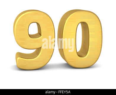 3d number 90 gold Stock Photo