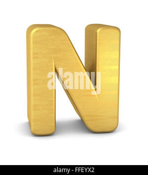 3d letter N gold Stock Photo