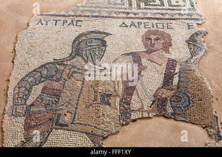 Mosaics in House of the Gladiators (3rd century), ancient Greek city Kourion, near Limassol, Cyprus Stock Photo