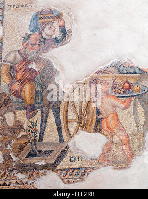 Floor mosaic in House of Aion (4th century), Paphos, Cyprus Stock Photo