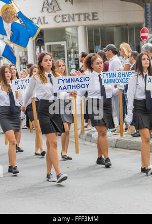 Ohi Day students parade, Nicosia, Cyprus Stock Photo