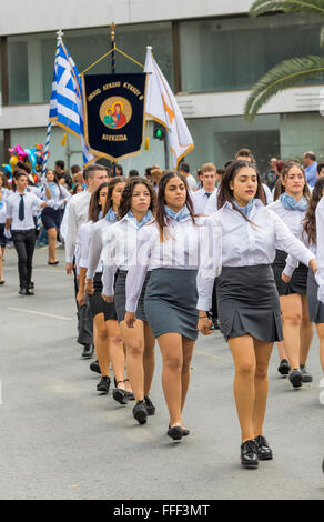 Ohi Day students parade, Nicosia, Cyprus Stock Photo