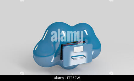 File storage in cloud. 3D computer icon on a white stage. Stock Photo