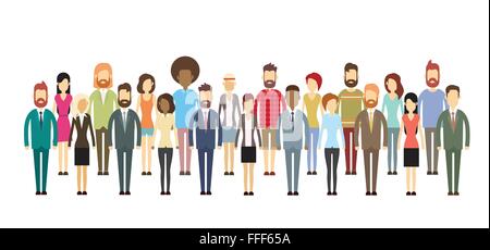 Group of Business People Big Crowd Businesspeople Mix Ethnic Stock Vector