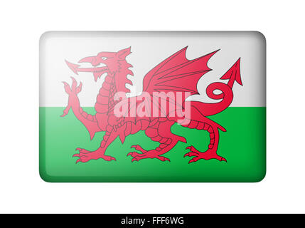 Flag of Wales. Rectangular glossy icon. Isolated on white background ...