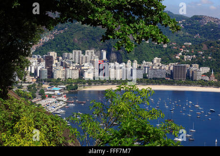 View from Sugarloaf Mountain, Pao de Acucar, to Rio de Janeiro, Brazil, here the parts Flamengo, Santa Teresa and Centro and the Stock Photo