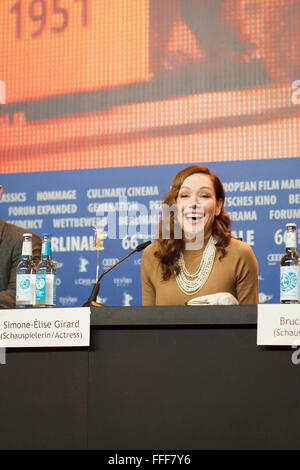 Berlin, Germany. 12th Feb, 2016. Press Conference of the movie:'Boris sans Béatrice'. Actrice Simone-Élise Girard Credit:  Odeta Catana/Alamy Live News Stock Photo