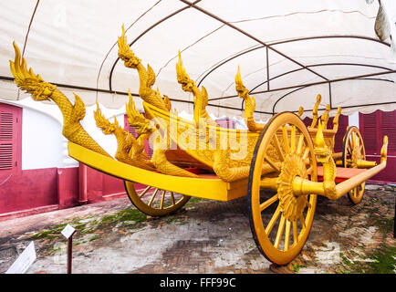 Lao People's Democratic Republic, Laos, Luang Prabang, gilded royal carriage at the Haw Kham Royal Palace Museum Stock Photo