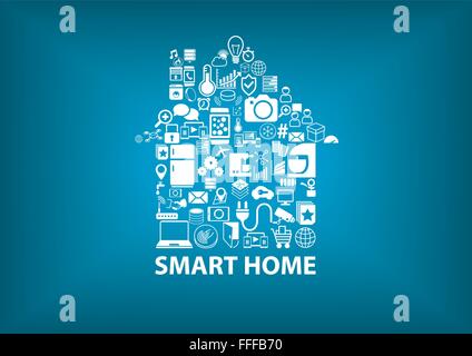 Smart Home vector illustration background with house Stock Vector