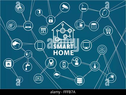 Smart home automation vector background Stock Vector