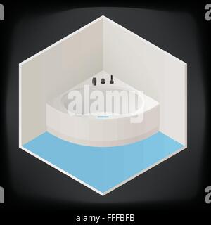 Jacuzzi corner bath isometric Stock Vector