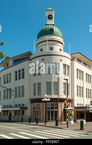 T & G Dome Clock Tower Building, Napier, Hawke's Bay, New Zealand Stock Photo