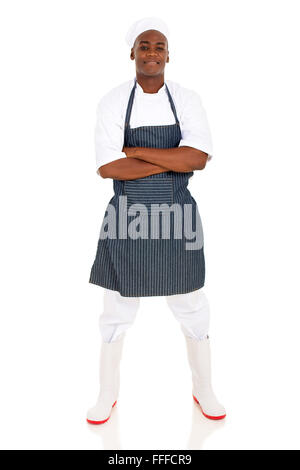 handsome afro American butcher with arms crossed Stock Photo