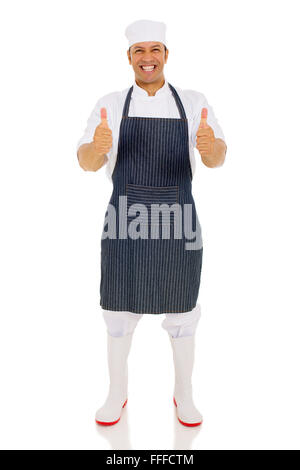 good looking middle aged chef giving thumbs up Stock Photo